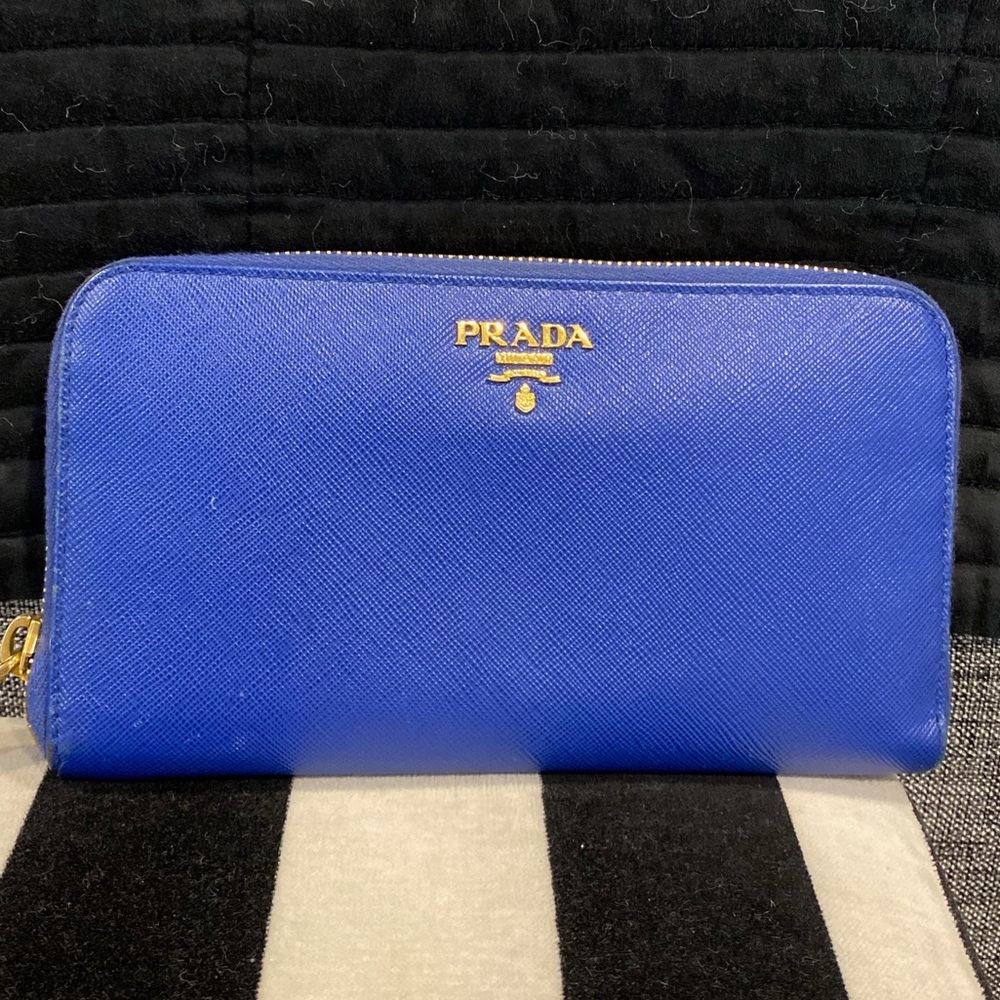 Prada blue leather wallet